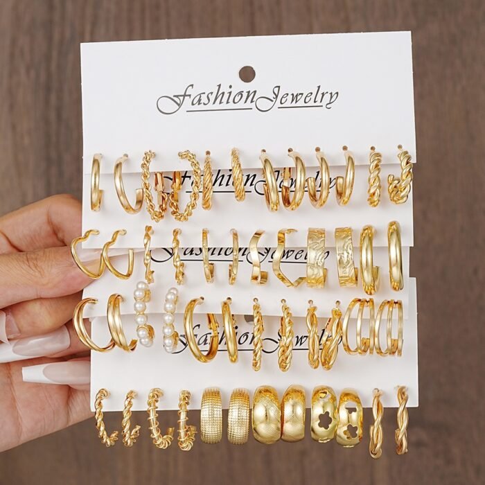 Gold Stud Earrings for Women Multipack - Image 5