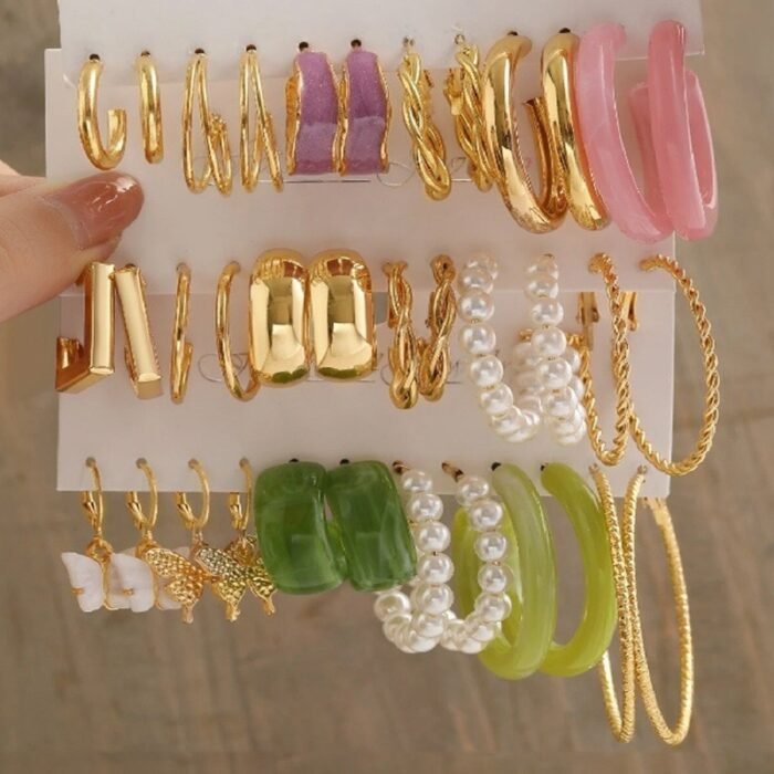 Gold Stud Earrings for Women Multipack - Image 2
