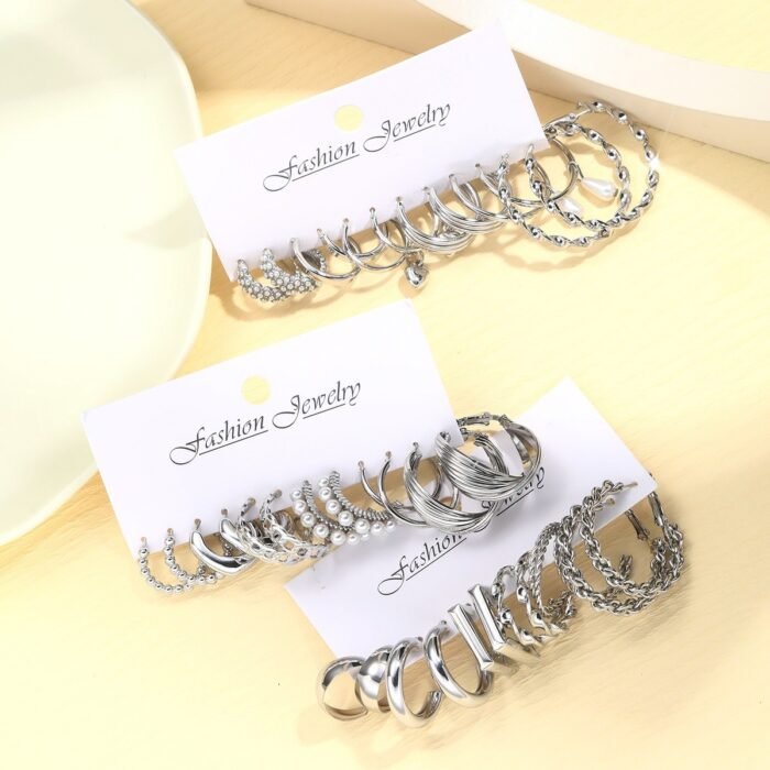 Gold Hoop Earrings Set - Image 3